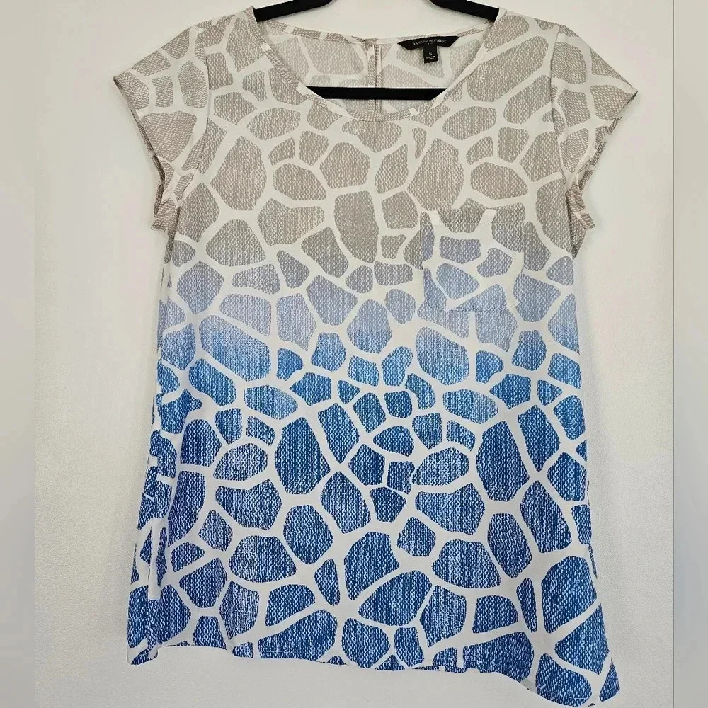 Banana Republic Giraffe Print Ombre Tunic Top Short Sleeve Women's‎ Size S